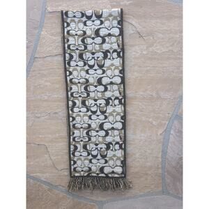 Coach Signature 'C' Logo Merino Wool Reversible Scarf Cream / Beige Brown